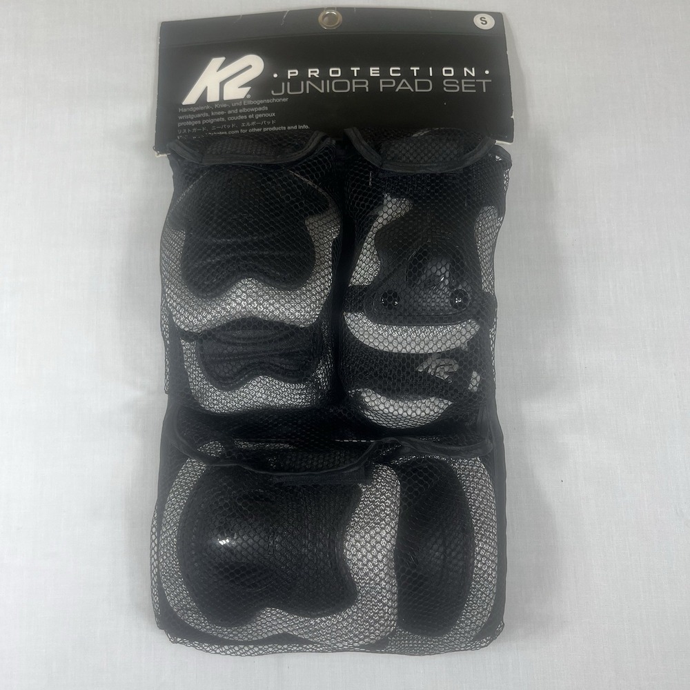 K2 Protection Junior Pad Set Size Small Gray Black Skate Knee Elbow Wrist